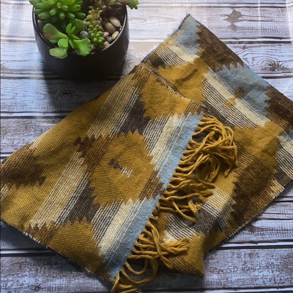 Aztec Scarf Brown Blue Tan